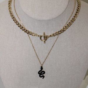 Snake Pendant Layered Necklace Set